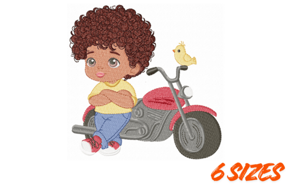 Cute Biker Boy Embroidery Design Art Review