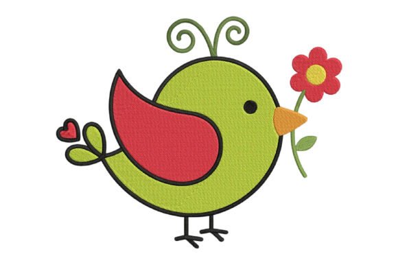 Cute Bird with Flower Embroidery Design Review