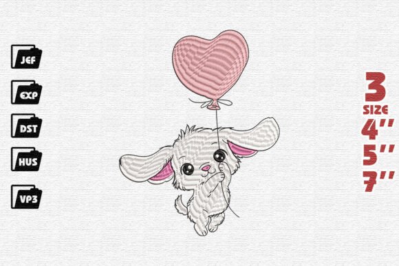 Cute Bunny Heart Balloon Embroidery Review