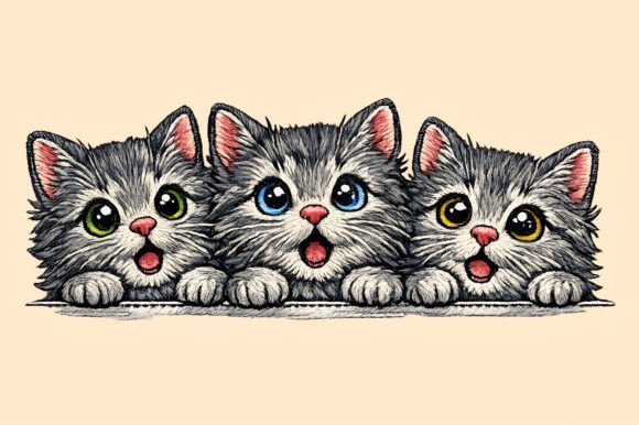 Cute Peeking Cats Embroidery Png Review