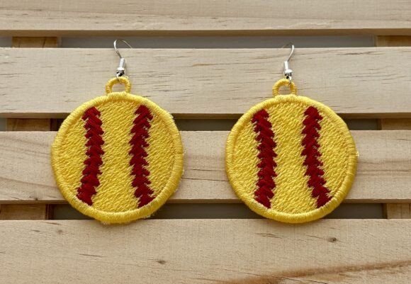 Softball Earrings ITH Embroidery Review
